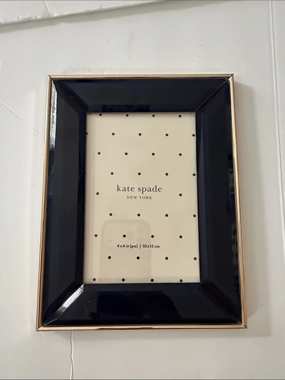 kate spade Navy and Gold Lexox Polished Photo Frame New